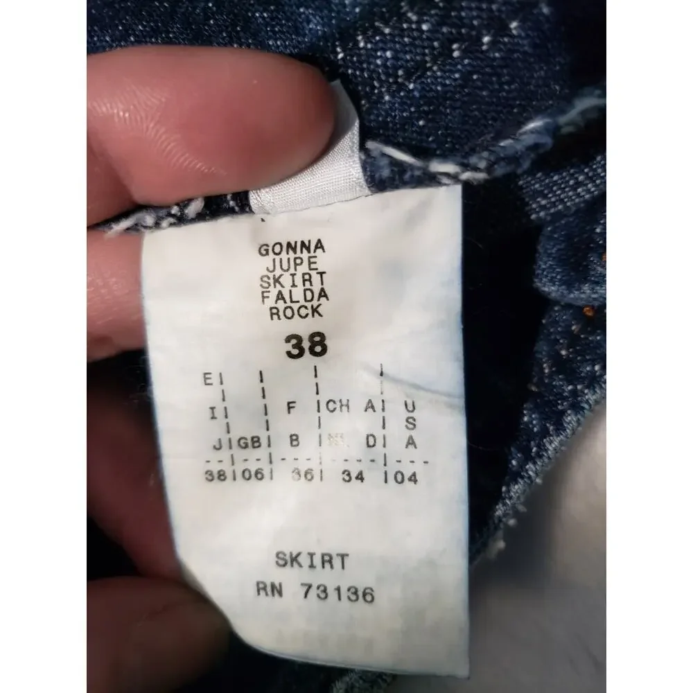 Assembly‎ Distressed Demin Skirt Women's US 4 Medium Wash Vintage Blue Buttons